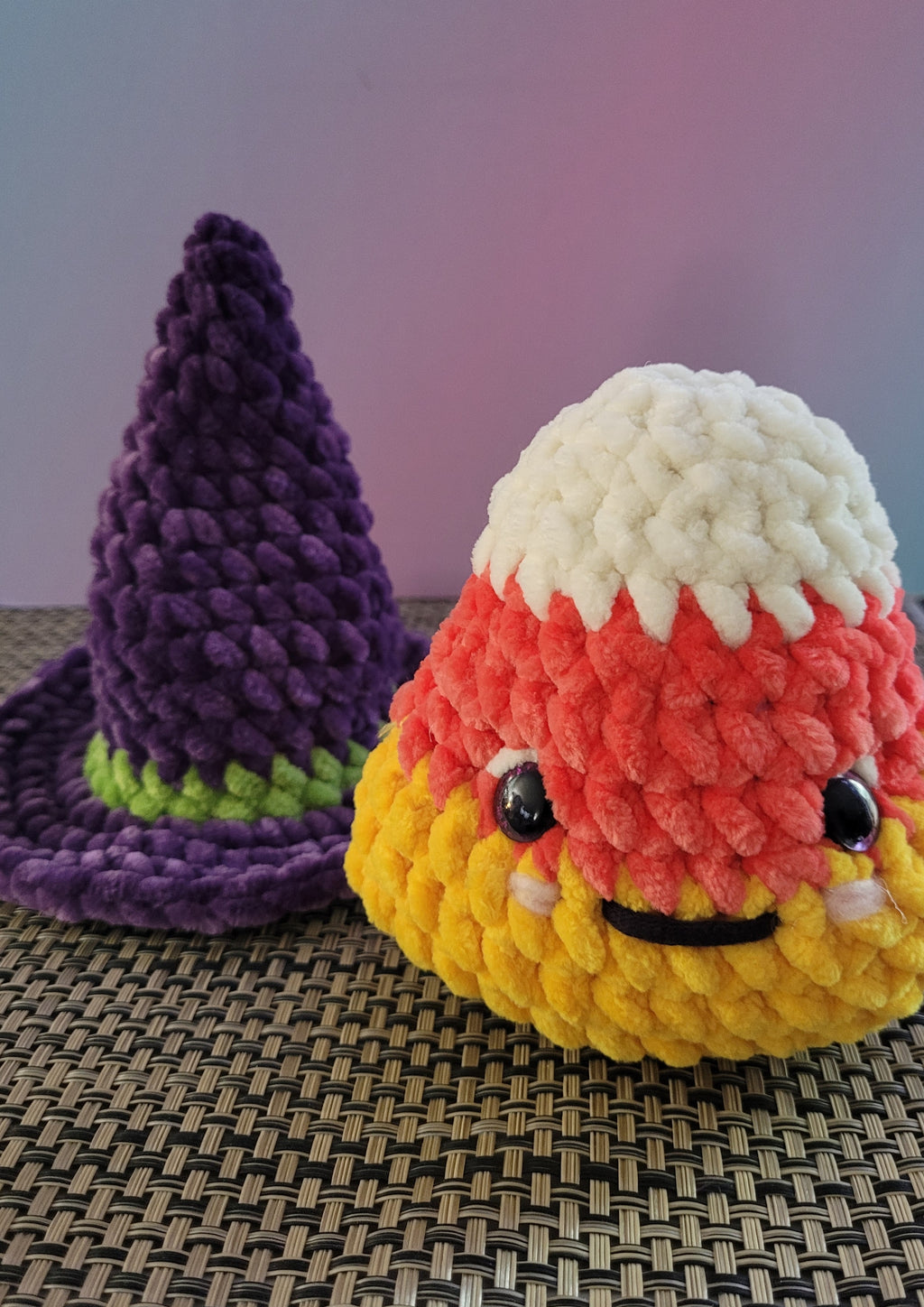 Candy Corn Witch Plushie — Removable Hat Honeybear's Cupboard Halloween Edition
