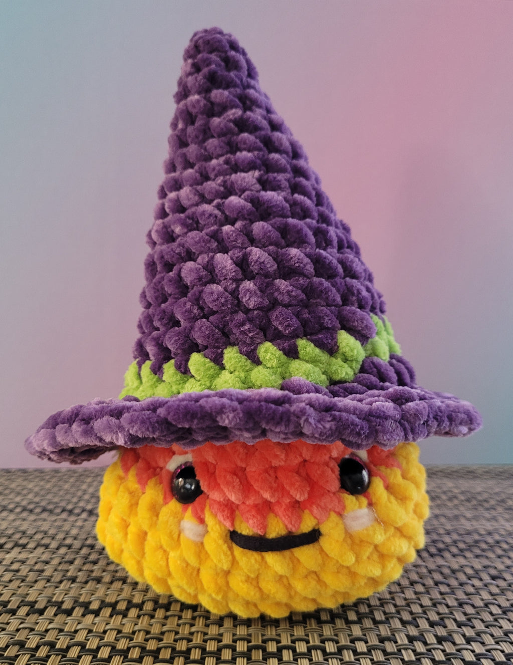 Candy Corn Witch Plushie — Removable Hat Honeybear's Cupboard Halloween Edition